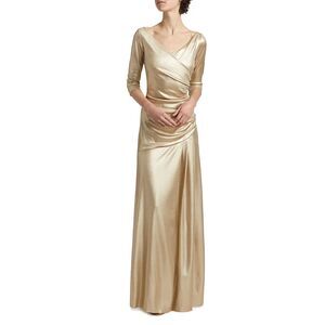 Chiara Boni La Petite Robe Koichi Metallic Draped Gown Size US18 $1500